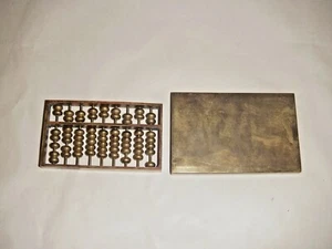GANZ MESSING CHINESISCHER ABAKUS AUF MASSIVER PLATTE PERLEN HANDRECHNER 9 SPALTEN SUAMPAM - Bild 1 von 9