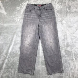 Hawk Skater Jeans Boys Sz (16) 27x27” Silver-Gray-Black Straight Checker Denim - Picture 1 of 17