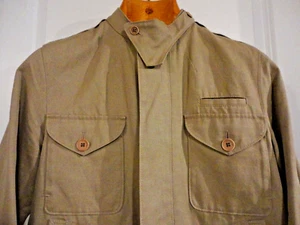 GIEVES NO 1 SAVILE REIHE hellbraun Baumwolle Leinen Cafe Racer Jacke 36R Riri Reißverschluss Falken - Bild 1 von 12