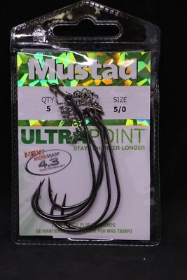 Mustad 91768S Impact Spring Keeper Hook - Size 5/0 - Wide Gap Bass Hooks - Image 1 of 2