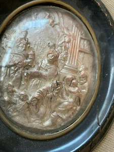 Antica scena religiosa incorniciata argento sterling europea repousse Gesù italiano? - Foto 1 di 12
