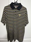 Majestic New Orleans Saints NFL Black/Gold Striped Cool Base Polo Shirt Size L
