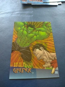 1997 MARVEL VS. WILDSTORM - CLEARCHROME CARD - ( A6 ) HULK VS. GRUNGE  - Picture 1 of 2