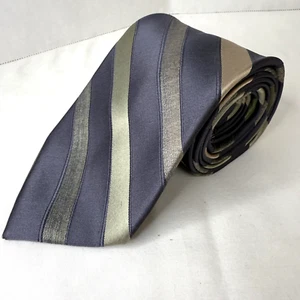 Claiborne 100% Silk Men's Necktie Tie Blue with Gray Silver Stripes 3.25W x 59L - Picture 1 of 11