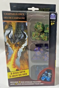 DND Campaign Dice 3 Sets Of 7 Polyhedral Dice Blue, Green & Purple For RPGs NEW - Picture 1 of 8