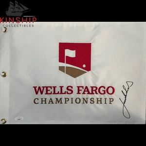 Jordan Spieth signed Wells Fargo Pin Flag JSA COA Masters PGA Golf Auto G89 - Picture 1 of 1