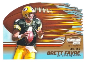 2001 Pacific Invincible Brett Favre #9 Heat Seekers inserto fustellato #/750 Packers - Foto 1 di 2