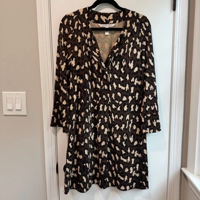 Vestido Diane von Furstenberg Vintage Seda Marrón Estampado Leopardo Talla 10 Foto 1 de 4