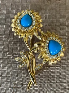 NOLAN MILLER KUNST TÜRKIS & STRASS BLUME BROSCHE/ANSTECKNADEL (704) - Bild 1 von 5