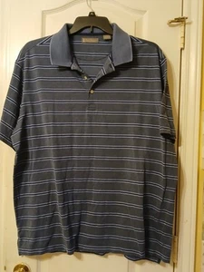 MEN'S BLUE STRIPED POLO STYLE S/S SHIRT Size 2XB by DANIEL CREMIEUX - Picture 1 of 6