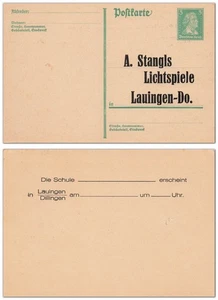 DR Ganzsache P 170 mit Zudruck Stangls Lichtspiele Lauingen/Dillingen - Bild 1 von 3