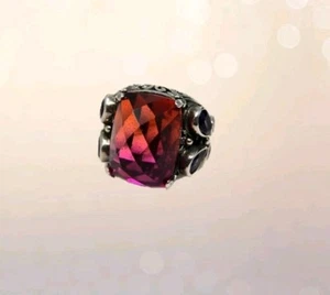 Mystic Quartz Ring Sz 5.5 Sterling Silver Amethyst Citrine Brown Stones Ornate - Picture 1 of 9