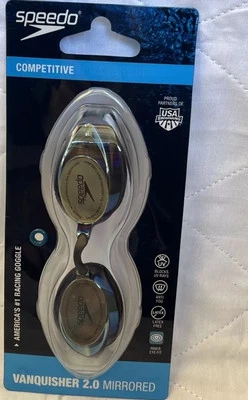 Speedo Competitive Vanquisher 2.0 Swimming Goggles Racing Deep Gold/Blk Mirrored - Image 1 of 3