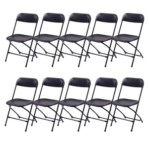 10 Pack Plastic Commercial Folding Chairs Stackable Picnic Party Black Home - Picture 1 of 14