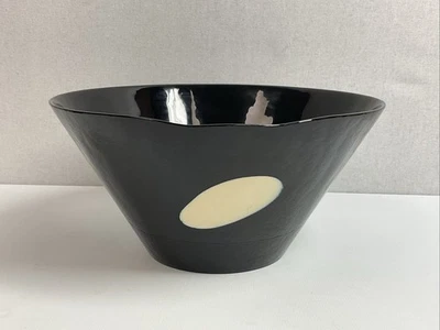 Yalos Casa Murano Glass Bowl - Deep Black With White Oval Classic Design - Image 1 of 4