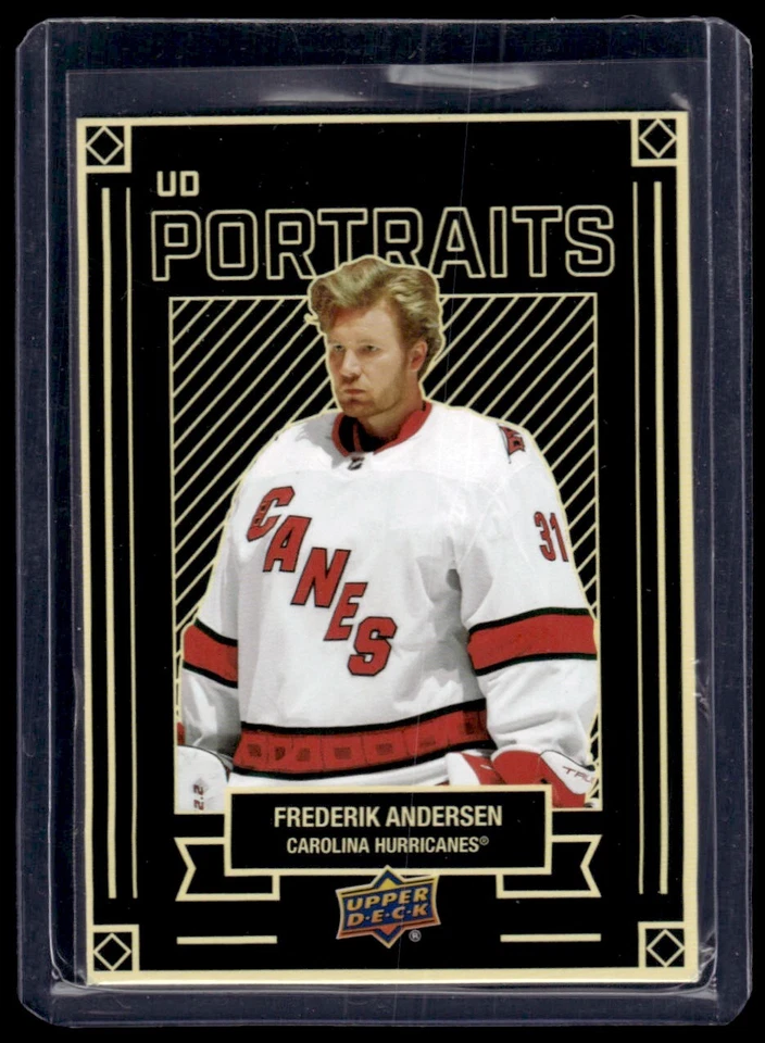 2022-23 Upper Deck Series 1 UD Portraits Frederik Andersen #P-1 Carolina - Image 1 of 2