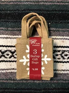 3 Primitive Christmas Burlap Gift Bag Santas Sack Holiday Set Decor Handmade - Picture 1 of 4