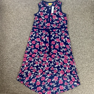 Vestido Liz Lange M Azul Floral Cintura Alta Pullover Asimétrico Midi Foto 1 de 4