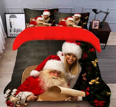 Funda nórdica edredón 3D amarillo arco Santa O438 Navidad cama Navidad fundas de almohada Fay Foto 1 de 4