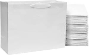 Prime Line Packaging 16X6X12 50 Pack Large White Gift Bags with Twill Handles, R - Picture 1 of 12