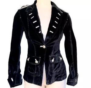 Bebe Blazer schwarz Samt Militärstil Gr. 4 #22D - Bild 1 von 12