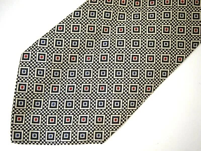 Vtg Gap Mens Necktie Tie Beige Red Blue Geometric Silk 59" - Image 1 of 4