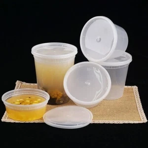 16 Unzen Runde Klar Kunststoff Feinkost/Suppe Restaurant Aufbewahrung Behälter Tasse 48 Sets - Bild 1 von 6