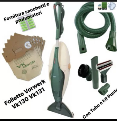 ASPIRAPOLVERE FOLLETTO VORWERK VK130 VK131 CON GARANZIA TUBO KIT PUNTE SACCHETTI - Immagine 1 di 4
