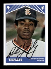 BARBARO GARBEY SIGNED 1983 TCMA #18 ON-CARD AUTO - EVANSVILLE TRIPLETS