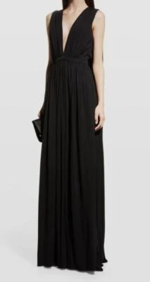 Vestido jersey con capa Ashley liso negro para mujer Halston talla 12 $745 Foto 1 de 4