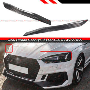 FOR 2017-2022 AUDI B9 A5 S5 RS5 REAL CARBON FIBER HEADLIGHT COVER EYELID EYEBROW