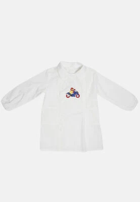 Grembiule Asilo Bambino Scuola Materna Bianco Ricamato con Colletto Staccabile - Immagine 1 di 4