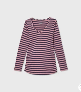 Ingrid & Isabel Long Sleeve SZ S Scoop Neck Side Shirred Maternity T-Shirt Mauve - Picture 1 of 8