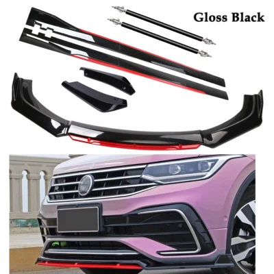 Front Bumper Lip Spoiler Splitter Side Skirt Body Kit For Volkswagen Tiguan Foto 1 de 4