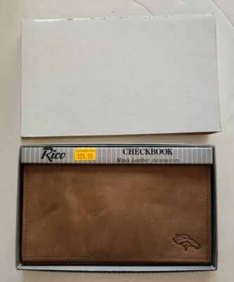 NFL Licensed Denver Broncos Embossed Leather Checkbook Holder NEW Rico - Imagem 1 de 4