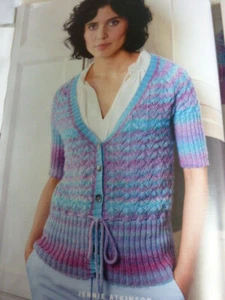 Knitting Pattern Leaflet-Lady's 3ply Lacey Cardigan & D.K. Cotton Top -32-50in. - Picture 1 of 4
