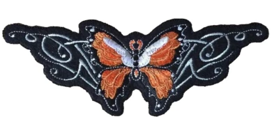 Patch bordado ameaça letal laranja borboleta ferro/costura motociclista ST31029 - Imagem 1 de 4