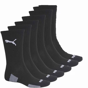 Puma Mens Performance Racing Crew Socks, Running, Tennis, Gym Black White 3 Pair - Picture 1 of 3