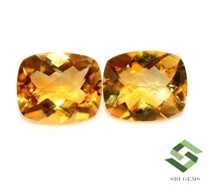 Zertifizierter natürlicher Citrin Kissen Karoschliff Paar 12x10 mm 9,11 cts lose Edelsteine - Bild 1 von 8