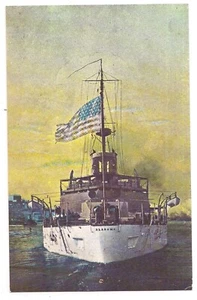 USS BATTLESHIP ALABAMA in Water with American Flag Flying Koppel Postcard - Picture 1 of 2