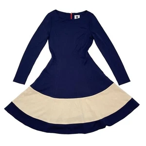 Lisa Perry Dress Size 0 Blue A Line Long Sleeve Boat Neck Cocktail Party Casual - Picture 1 of 8