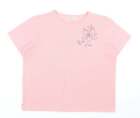 Bonmarche Womens Pink Polyester Basic T-Shirt Size L Round Neck - Flower Detail