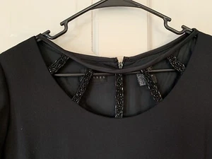 Abito Liz Claiborne nero lungo maxi cappuccio manica taglia 8 scollo ritagliato paillettes bling - Foto 1 di 8