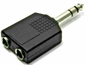 ENCHUFES ESTÉREO DUALES 2 X 6,35 MM A CONECTOR ESTÉREO 6,35 MM DIVISOR ADAPTADOR DE AUDIO - Imagen 1 de 4