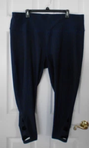 APANA WOMEN'S PLUS 3X NAVY BLUE LEGGINGS KNIT PANTS WITH CUTOUT CUFFS - Picture 1 of 3