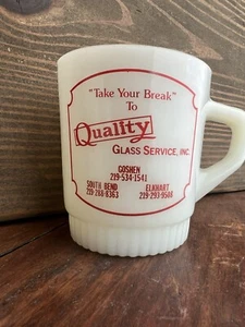 VINTAGE FIRE KING QUALITY GLASS SERVICE INDIANA COFFE MUG (21D) - Picture 1 of 3