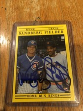 Ryne Sandberg Cecil Fielder signed 1991 home run kings Baseball card #709 Cubs