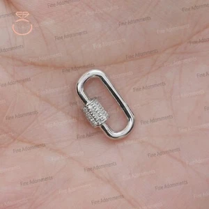 Diamante pavé natural sólido oro blanco 14k mosquetón broche tornillo encanto hallazgo - Imagen 1 de 9