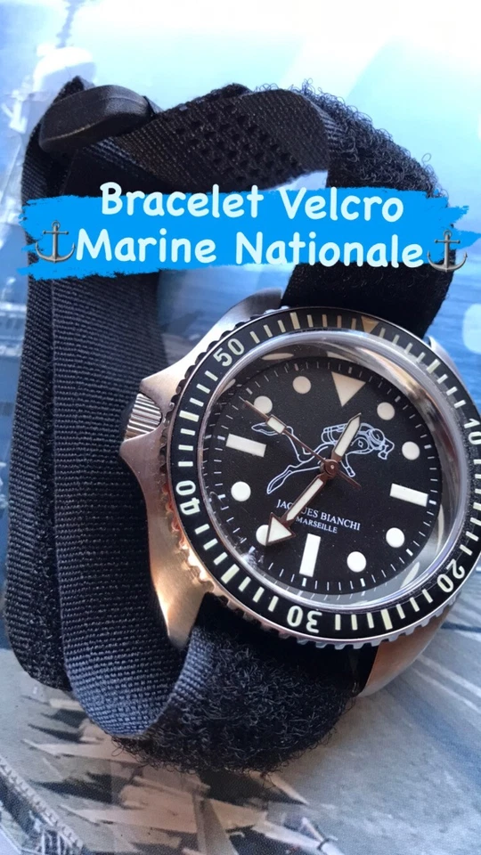 ⚓️ Strap Marine Nationale pour montre militaire Tudor Auricoste CWC Bianchi JB - Photo 1/4