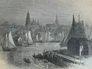 1875 Gloucester e Cape Ann Massachusetts Annisquam Light Lobster Cove - Foto 1 di 6